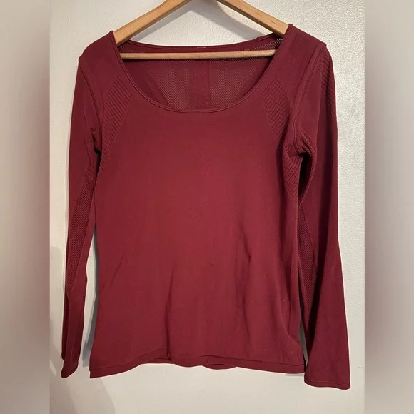 Lululemon Athletica Reveal Long Sleeve Top - Deep Rouge - Picture 3 of 7
